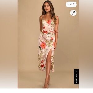 Lulu's Pink Floral Midi Dress
